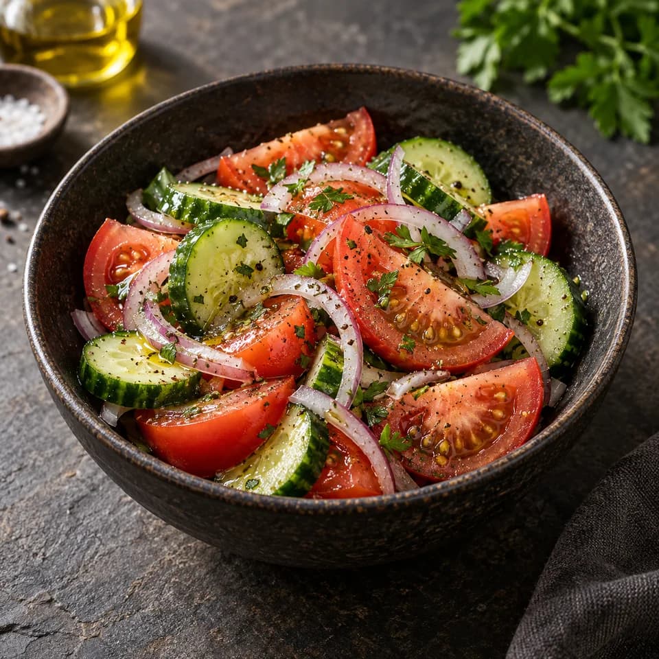 Imagine de prezentare pentru Salată de roșii cu castraveți